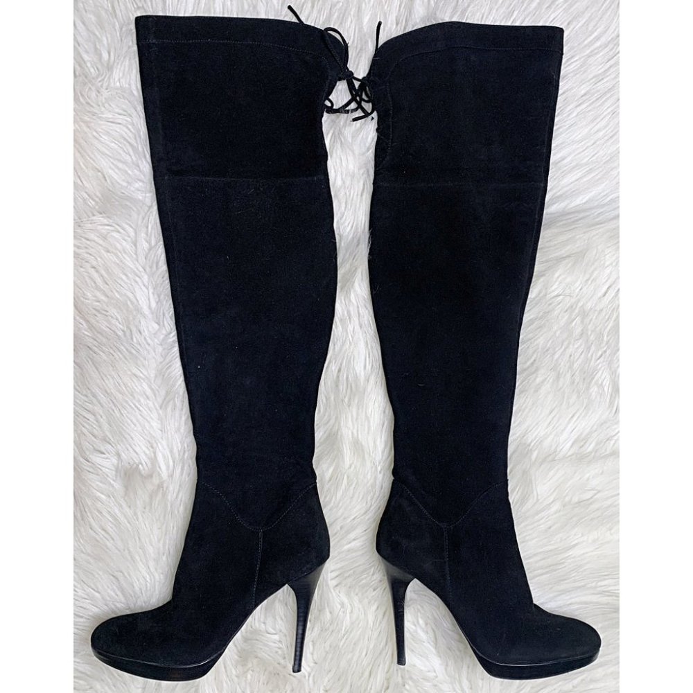 Sam Edelman Vesey Suede Over-The-Knee Boots in Black - Picture 5 of 15